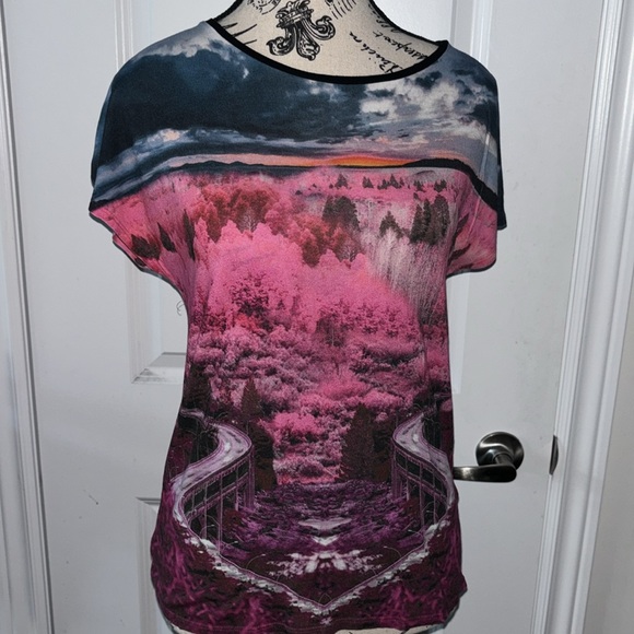 Ted Baker London Pink and Blue Pattern Women’s Short Sleeve Shirt - Picture 2 of 7